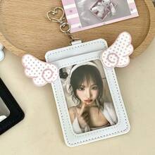 Ins Wing Double Layer Leather Card Holder, ID Badge Holder, Access Card, Campus, Fan, Bus, Meal Card Protective Sleeve - A - View 7