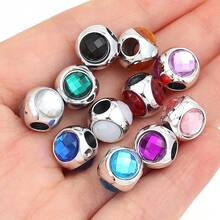 10pcs/Pack Zinc Alloy Three-Sided Rhinestone Large Hole Beads, Bohemian Alloy Loose Beads, DIY Bracelet Necklace Pendant Jewelry Making Accessories - Large-hole Beads - View 4