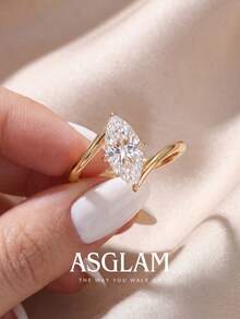 1pc Multi-Function Horse Eye Ring, Suitable For Girls' Daily Wear, Wedding Ceremony, Gift For Girlfriend - Torsional Arm Four-claw Horse Eye - View 1