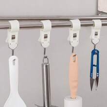 10pcs Multi-Function Hook Clips - Can Be Slid Onto Round Bars, Flexible Rotation Without Jamming. Dual-Head Design, Stable Clamping Force Resistant To Falling Off, Position Adjustable - Wall Mountable - Easy Installation - Suitable For Kitchen, Bathroom, Living Room - View 3