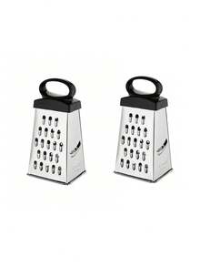 1/3pcs 5 Inch Egg-Shaped Handle Stainless Steel 4-Sided Grater Multi-Function Peeler Vegetable & Cheese Grater - Silver - View 6