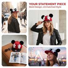 1pc Disney 3D Mouse Ear Palm Decor Colorblock Baseball Cap, Adjustable Flat Brim Hat, Unisex Cartoon Cool Sun Hat, Suitable For Theme Park, Theme Holiday, Birthday Party, Street Wear, Travel, Photography, Versatile Casual Hat - Baseball Cap - View 12