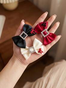 2/8/16pcs/Set Square Buckle Rhinestone Bow Hair Clips Combination, Simple Elegant Hair Accessories - Suitable For Girls And Women, Applicable For Daily Outings And Dates - Multicolor - View 4