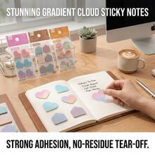 90 High-Quality Transparent Sticky Notes With Gradient Semicircles, Gradient Hearts, And Geometric House Patterns; PET Material Index Labels; Cute Pastel Bookmarks; Suitable For Book Annotations, Planners, And Office Supplies. - Style a - View 5