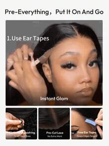 2-In-1 Wet And Wavy Bye-Bye Slip™ 7x5 Lace Closure Glueless Wig For Beginners Two Styles In One Wig Glue-Free Pre-Styled Pre-Cut Pre-Plucked Pre-Bleached Transparent Lace Parting Flexibility Drawstring 100% Human Hair Beginner Friendly Unice Wig - SNatural - View 9