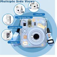 1pc Protective Camera Case Compatible With Fujifilm In Stax Mini 13, Custom Fit Instant Accessories With Cartoon Stickers, Clear Glitter PC Bag With Adjustable Shoulder Strap, Suitable As A Gift For Holidays, Professional Camera Protective Case. - View 3