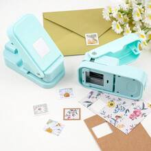 2pcs Set (1pc Serrated Edge Rectangular Punch + 1pc Solid Rectangular Punch) Layered Serrated Edge Square Paper Punch, Suitable For Scrapbooking And Collage, Stamp Style Nested Craft Punch, With Precise Alignment Hollow Design, Suitable For Card Making - Green - Green Set - View 12