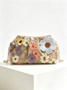 Niche Highly Attractive Minimalist Vintage Shoulder Crossbody Chain Bag, Suitable For Shopping, Dating, Business Commuting, Pleated Design Women's Handbag - Multicolor - View 1