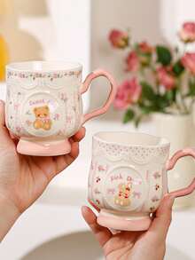 Cute Cartoon Rabbit High-Foot Ceramic Mug, Office And Home Drinking Cup, Milk Cup, Gift Mug - Multicolor - View 1