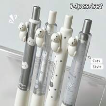 4pcs Cute Cat Shaped Retractable Gel Pens 0.5mm Fine Tip Black Ink, Suitable For School Office Supplies Stationery Set - Sets - View 7