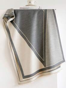 1pc Geometric Line Jacquard Thick Scarf 65*190cm, Polyester Wool Blend, Fall Winter Shawl For Travel Party Outing, Wear As Scarf Shawl Head Wrap - Multicolor - View 8