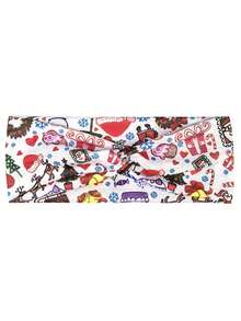 1-Piece Christmas-Print Wide Headband – Soft, High-Stretch Hair Accessory Suitable For Holiday Parties And Everyday Wear - Multicolor - View 6