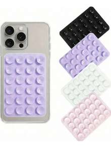 4pcs Silicone Suction Cup Phone Stickers, Strong Adhesion, Firmly Attach To Various Smooth Surfaces; Self-Adhesive, Washable And Reusable, Multi-Functional Phone Stand, Compatible With All Phone Models - Multicolor - View 2