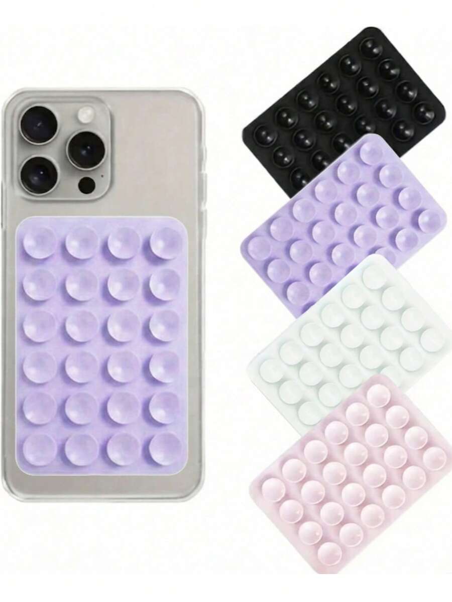 4pcs Silicone Suction Cup Phone Stickers, Strong Adhesion, Firmly Attach To Various Smooth Surfaces; Self-Adhesive, Washable And Reusable, Multi-Functional Phone Stand, Compatible With All Phone Models
