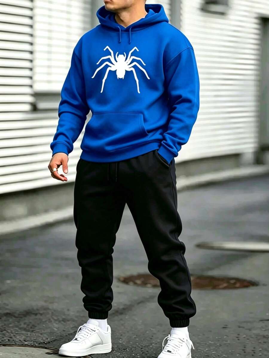 Men Hoodie Co-Ords - Blue - View 1