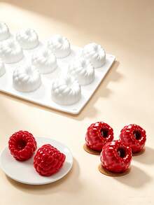 Cetakan Silikon Raspberry 12 Rongga 3D Anti Lengket untuk Kue Mousse Buah dan Puding, Loyang Panggang Cokelat Fondant Jeli Kue, Alat Dekorasi Kue Natal, Perlengkapan Baking Dapur yang Dapat Digunakan Kembali dan Mudah Dibersihkan untuk Rumah, Pesta, dan DIY - Putih - View 8