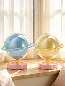 6pcs/1pc Multicolor Planet‑Shaped Hair Accessory Storage Box, Plastic Round Shape, Slide‑Open Dust‑Proof Moisture‑Resistant Dual‑Layer Jewelry Organizer, For Bedroom Daily Desktop Decoration - Multicolor - View 3