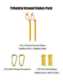 3PCS.6PCS. Triangular Aluminum Tent Stakes Set With Rope And Chain, Suitable For Camping - Multicolor - View 16