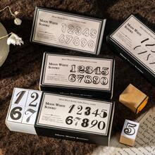 JotBox Moon White Sudoku Number Wooden Stamp Set, Vintage Artistic Planner Decoration DIY Basic Material Creative Stationery - Moon White Sudoku - View 8