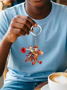 Disney Toy Story Character Keychain - Woody And Jessie In Horse Riding Pose, Made Of Acrylic, Flat Cartoon Pendant, Metal Key Ring, Bag Accessory For Carrying Around. - Multicolor - View 7