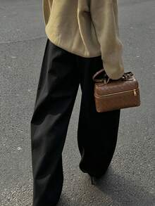 Autumn/Winter Casual Loose Fit Long Pants, Urban Style, Office, Date, Commute, Versatile - Black - View 5