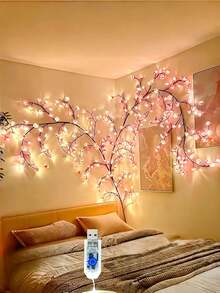 1 Cherry Blossom Branch LED Light, USB Powered, 144 LED/96 LED/72 LED, 8 Flashing Modes, Soft And Bendable, Suitable For Indoor And Outdoor, Living Room, Bedroom, Wall, Wedding Decoration, Party Atmosphere Light, Valentine's Day, Birthday And Graduation Gift - Multicolor - View 2