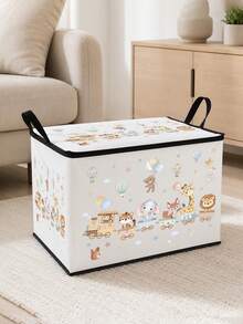 Förvaringsbox med djurmönster och lock, klädesorganizer, stor kapacitet, dammtät, korg med dragkedja och handtag, förvaring under sängen, vikbar förvaringsbox, bokorganizer, lämplig för hem- och utomhusförvaring - Multifärgad - Visa 13