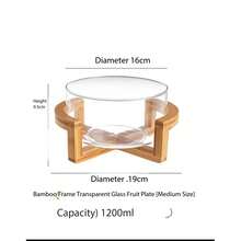 1pc Glass Salad Bowl, Vegetable Salad Cold Dish Storage Plate With Rack, Minimalist Snack Candy Dried Fruit Tray, Suitable For Home, Restaurant, Kitchen Use, Kitchen Utensils - Multicolor - View 2
