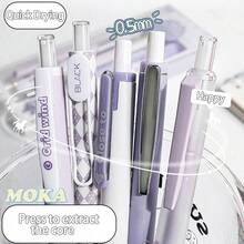 5pcs Eye-Catching Pink Retractable Ballpoint Pens, 0.5mm Black Neutral Ink Tip, Suitable For Students And Office Workers, Boxed, Back To School Essential - Sets - View 8