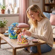 600pcs Mini Particle Building Blocks Flower Moon House, Cherry Blossom Windmill Forest Cottage Assembly Model, DIY Handmade Educational Puzzle Toy, Atmospheric Desktop Decoration Ornament, Stress Relief Leisure, Suitable For Holiday Gifts Home Decor Handmade Gift - Multicolor - View 7