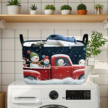 1pc Large Foldable Storage Basket - Christmas Series Storage Box With Lid, Hand-Carried Christmas Eve Home Clothing And Toy Storage Box, Suitable For Home, Dorm, Laundry Organization - Holiday Gift Basket - Multicolor - View 2