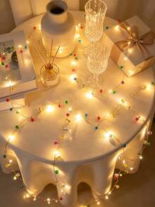 LED Fairy Lights 200cm/78.74in Extra Long Mini Multi-Color LED Fairy Lights - Battery Powered Colorful Garland Decorative String Lights With Round Bulbs, Wall-Mounted, Perfect For Christmas, Valentine's Day, Birthday And Indoor Holiday Decoration - Warm Light - View 7