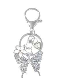 Full Rhinestone Butterfly And Flower Shaped Keychain, Fashion Pendant, Home Decor, Car Decor, Earphone Charm, Bag Accessory, Perfect Gift For Family And Friends, Valentine's Day Gift, Birthday Gift, Party Gift, Anniversary Gift, Mother's Day Gift - Multicolor - View 12