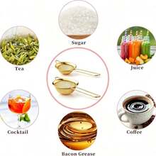 3pcs/1pc Set Gold Fine Mesh Flour Sieve, Kitchen Strainer, Baking Tool, Kitchen Accessory, Cookware, Tableware - Gold - View 11