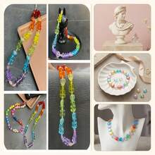 "100 Heart-Shaped Beads" Randomly Mixed Color 11mm Transparent Plated Love Beads, Loose Beads, Used For Jewelry Making DIY Handmade Necklace Earrings Keychain Mobile Phone Chain Accessories. - Multicolor - View 4