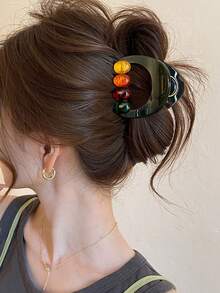 2pcs/1pc Colorful Round Bead Hair Clips, Women's Fashion Sweet Dopamine Hair Bun Claw Clips, Versatile Daily Hair Accessories - Multicolor - View 5