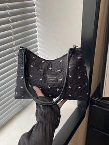 女款極簡休閒手提包，新款高品質小眾設計百搭單肩包 - 黑色 - 查看 9