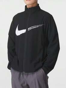 Nike Sportswear Black Outdoor Windproof Loose Fit Stand-Collar Breathable Jacket Men's - Black - View 1