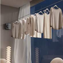 No-Drill Invisible Clothesline 304 Stainless Steel Retractable Wall-Mounted Drying Rack For Balcony Bathroom Laundry Room, Space-Saving Adjustable Length Laundry Line With Rustproof Hooks, Black, Indoor Outdoor Heavy Duty Clothesline - View 6