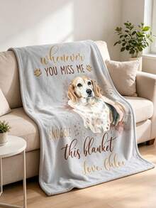 Custom Pet Photo Blanket, Personalized Dog Photo & Text Fleece Blanket, Custom Soft Flannel Memorial Gift Blanket, Home Sofa Decor - Multicolor - View 4