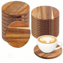 Wooden Coasters, Home Desktop Tea Cup Heat Insulation Pads, Solid Acacia Wood Table Placemats - Multicolor - View 6