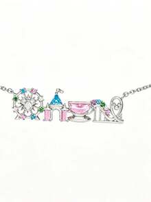 1pc Women's Copper Inlaid Colorful Cubic Zirconia Cute Sweet Ferris Wheel Pendant - Ferris Wheel Necklace - View 9