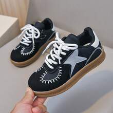 1 Pair Kids' Retro Patchwork Sneakers, Boys' And Girls' Soft Sole Non-Slip Hook And Loop Casual Sports Shoes - Black - View 7