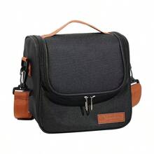 Large‑Capacity Stylish Cross‑Body Bento Storage Bag. Thickened Insulated Lunch Handbag, Outdoor Food Storage Tote With Shoulder Straps - Black - View 7