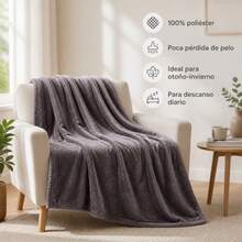 Soft Polyester Throw Blanket For Bed And Sofa In Various Sizes And Grey Or Pink Colors, Warm Lightweight Cover - Dark Gray - View 5