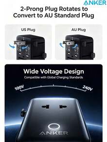anker A9215, 5-In-1 Universal Travel Adapter, 20W PD Fast Charging, Slim And Portable, Multi-Functional Power Adapter For International Travel - Multicolor - View 6