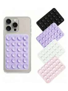 4pcs Silicone Suction Cup Phone Stickers, Strong Adhesion, Firmly Attach To Various Smooth Surfaces; Self-Adhesive, Washable And Reusable, Multi-Functional Phone Stand, Compatible With All Phone Models - Multicolor - View 14