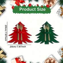 10pcs/Set Christmas Tree Shaped Tableware Storage Set, Includes Fork And Spoon Holder, Flat Tableware Storage Piece And Decoration, Suitable For Holiday Table Decoration And Table Setting, Christmas Gift Set (Tableware Not Included) - View 4