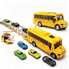Catapult Car Toy, Yellow School Bus With Foldable Garage And Ejection Track, 3-In-1 School Bus Playset, Including Foldable Track & Launcher! Portable Pocket Race Cars, Fun Gift For Birthday Christmas (Random Style And Color Of The Car) - Multicolor - View 2
