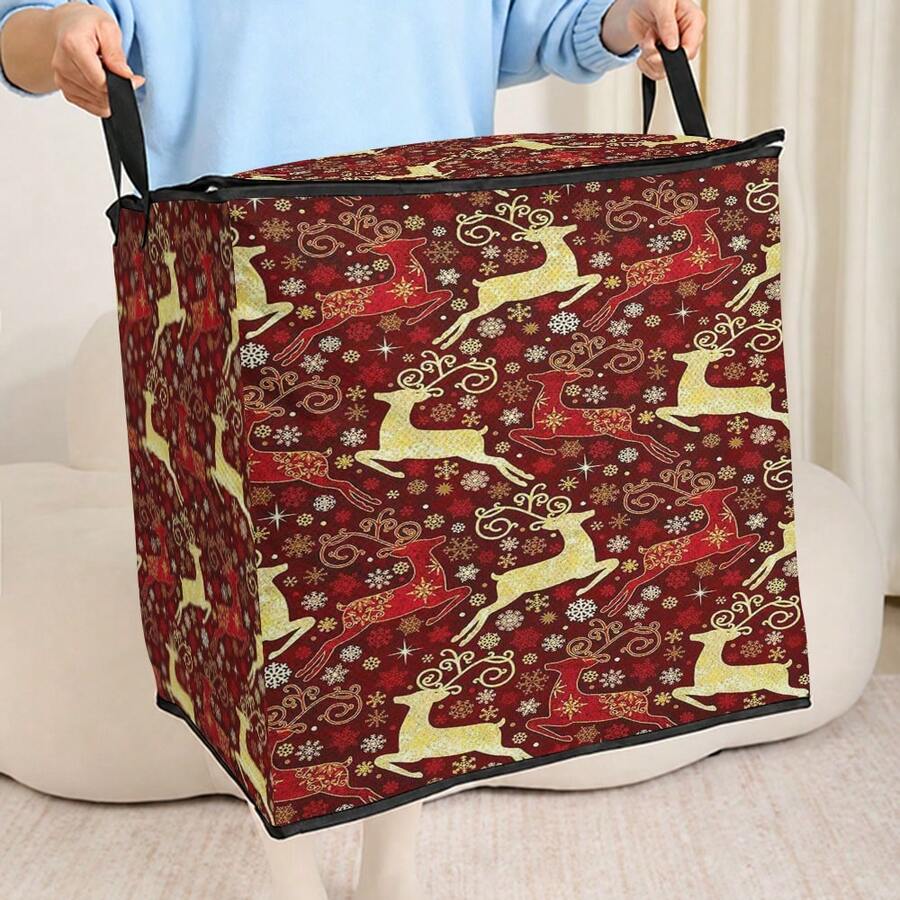 1pc Large Capacity Star-Shaped Lid Storage Box, Foldable Organizer Bin, Suitable For Blankets And Quilts, Equipped With Durable Zipper, Perfect Holiday Home Gift, Can Be Used For Underbed Storage. With Lid Organizer Bin, With Lid Storage Box, Extra Large Quilt Organizer Bin, With Lid Storage Box, Storage Box, With Lid Storage Box, Storage Cabinet, Medicine Storage Box, Box-Style Storage, Storage Bin, Cabinet - Multicolor - View 1